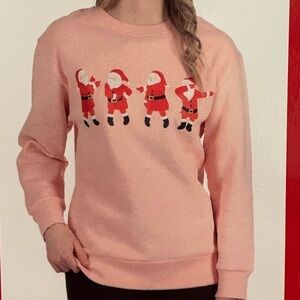 NWT Womens pink Eco Friendly Christmas Sweater SANATA CLAUS size M Medium​​​​​​